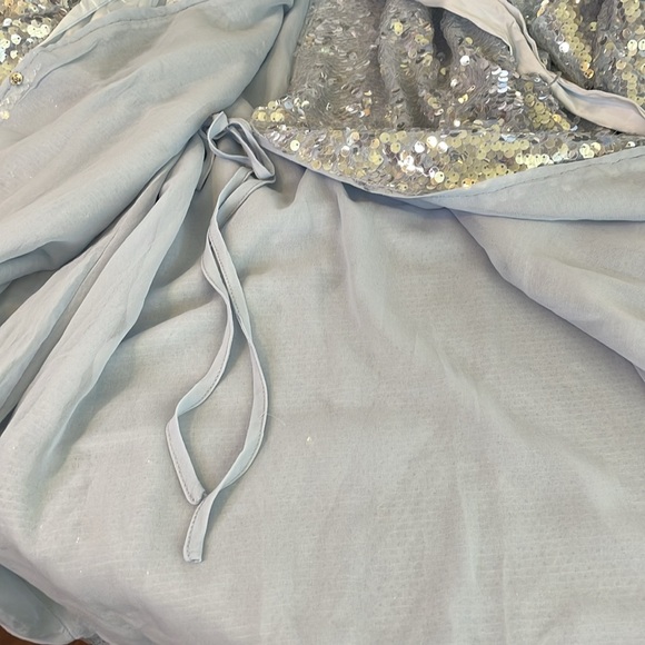 Mable Viva Las Vegas Sequin Wrap Mini Dress Light Blue Size Medium NWT - Picture 15 of 15